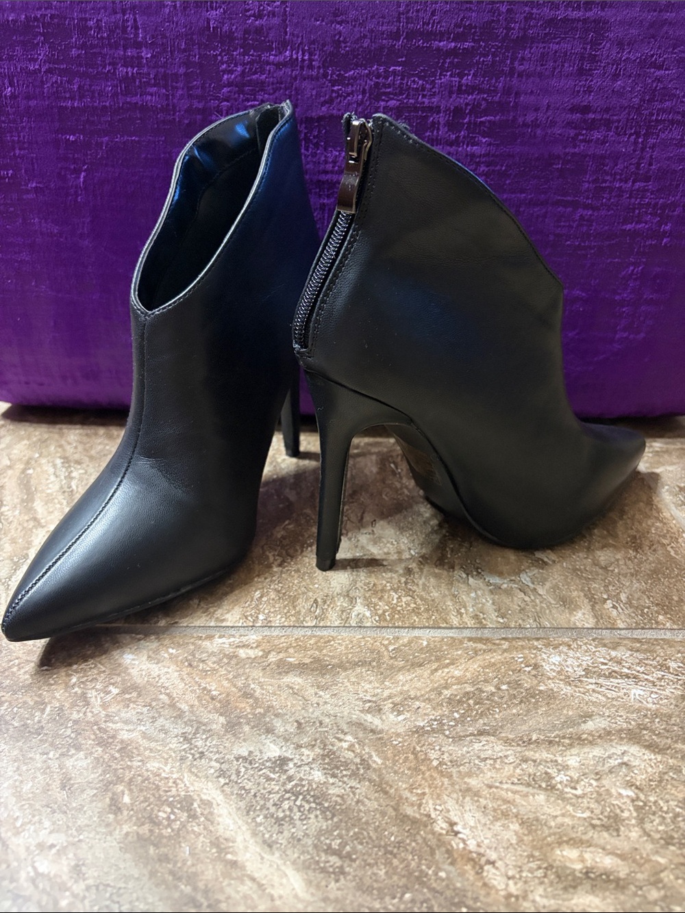 Women's Black Pointed-Toe Stiletto Ankle Booties